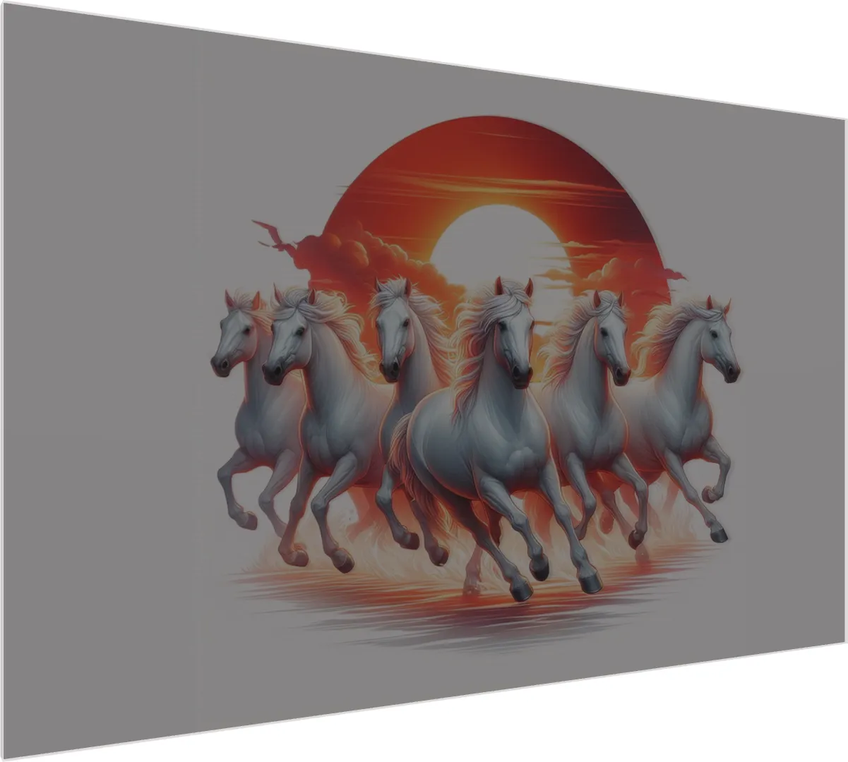Stylized Lucky Seven Horses Art — acrylic preview | PrintPosters.in